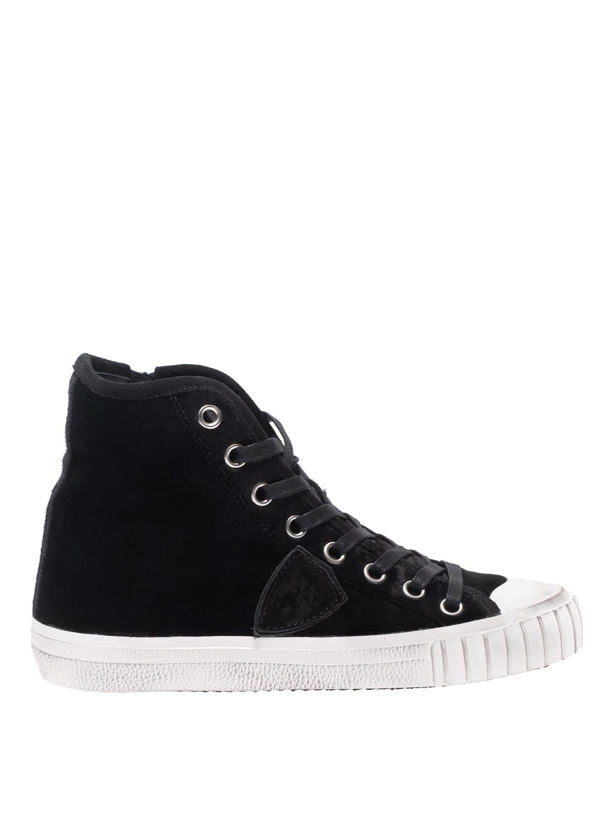 Philippe Model Rubber Gare Lace-up High-top Velvet Sneakers in Black ...