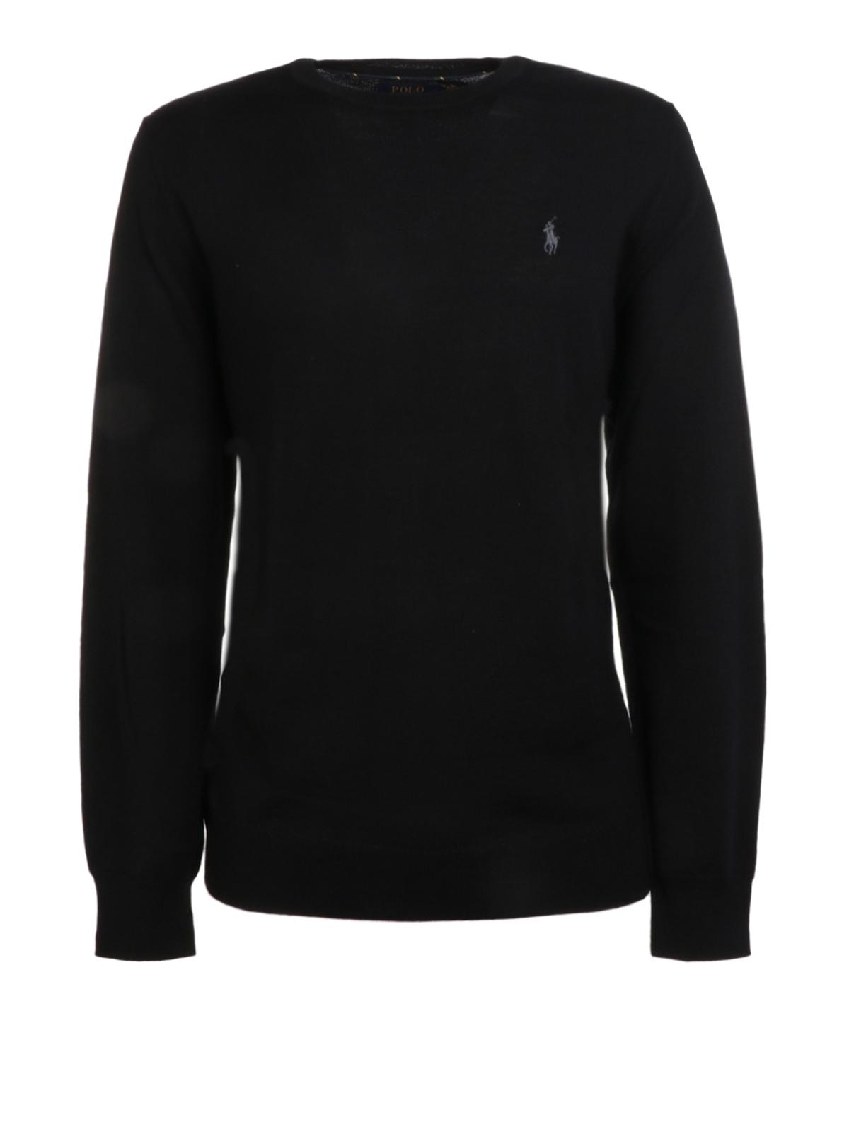 Polo Ralph Lauren Merino Wool Crew Neck Sweater in Black for Men - Lyst