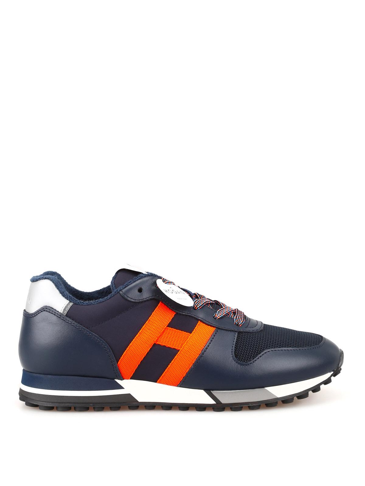 Hogan Leather H383 Retro Running Sneakers in Blue for Men - Lyst