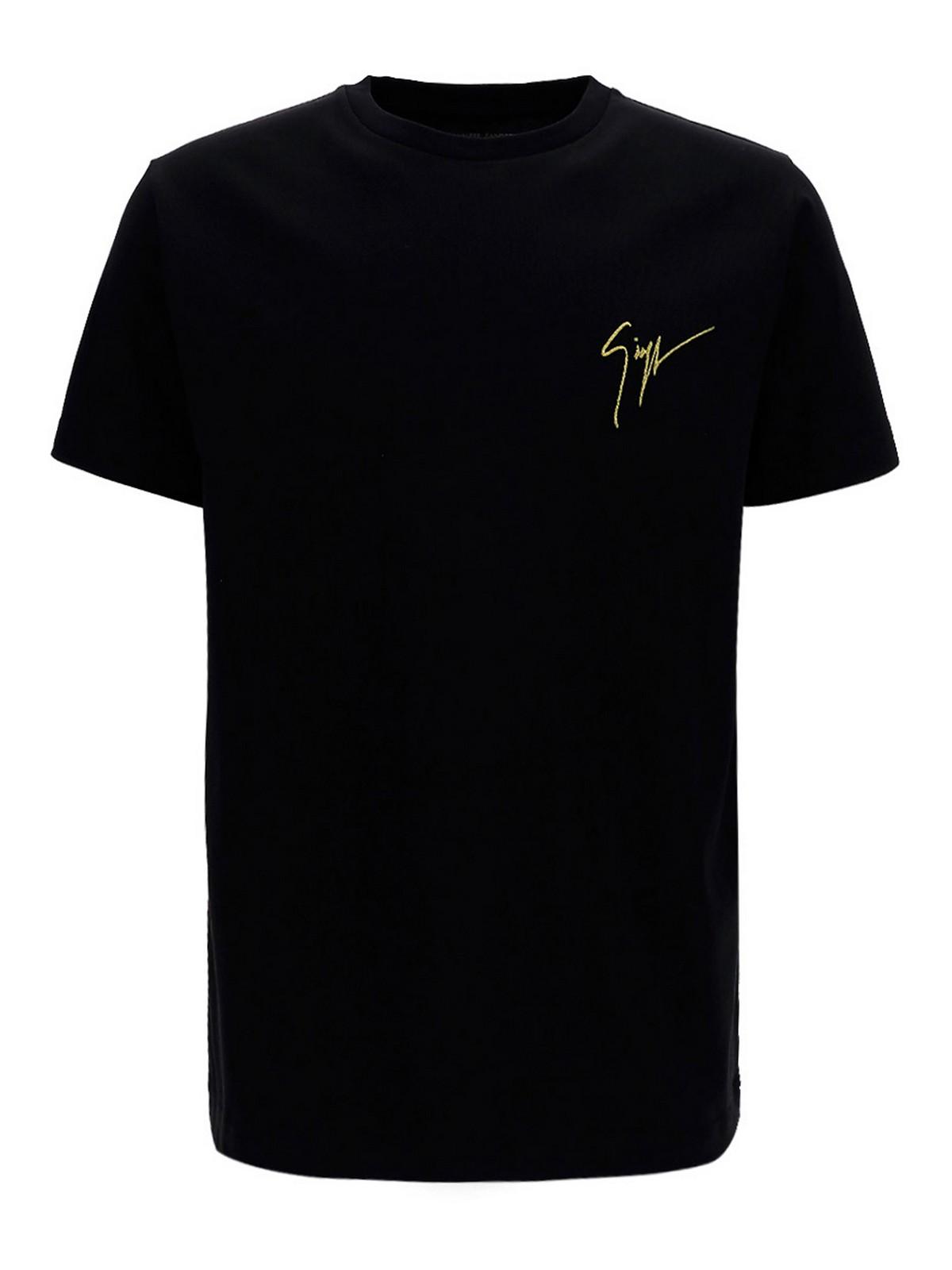 Giuseppe Zanotti Logo Embroidery T-shirt in Black for Men - Lyst