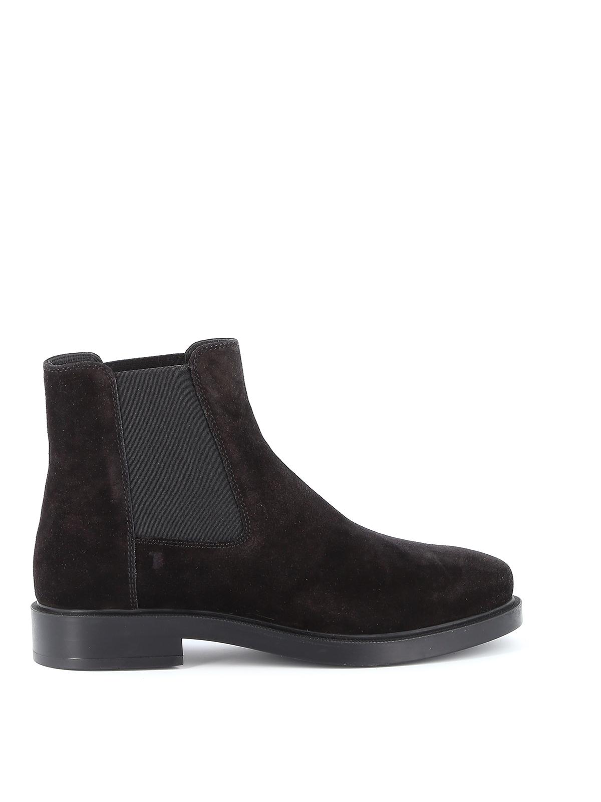 Tod's Suede Pull On Ankle Boots in Black for Men - Lyst