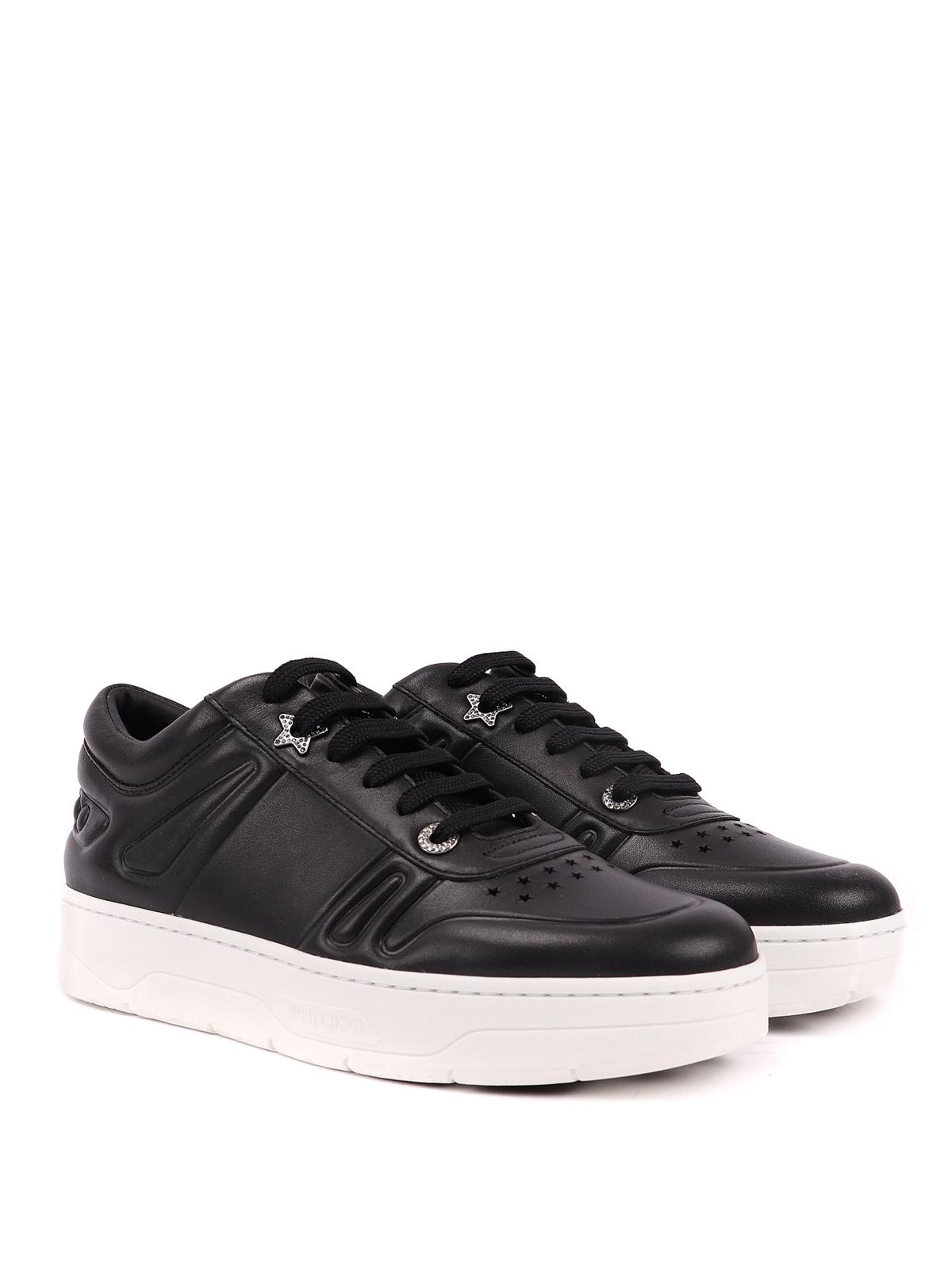 Jimmy Choo Hawaii Black Leather Sneakers - Lyst