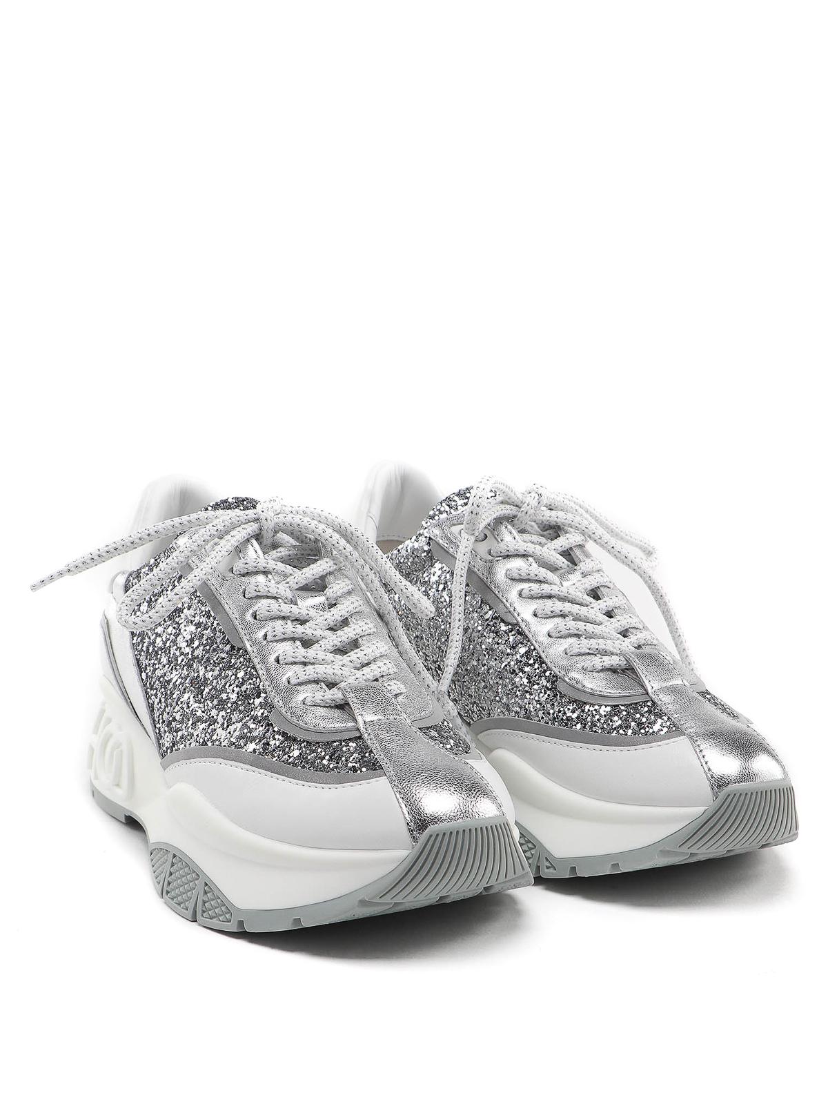 Jimmy Choo Leather Raine Sneakers in Silver (Metallic) - Lyst
