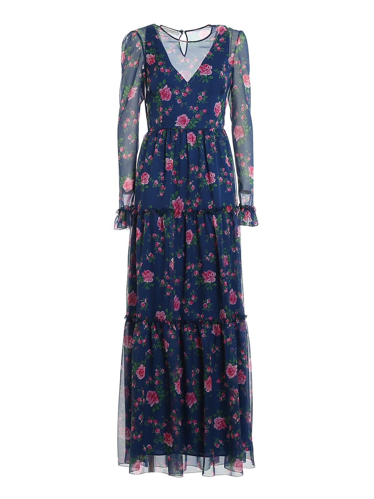Philosophy Di Lorenzo Serafini Floral Print Maxi Dress in Blue - Lyst