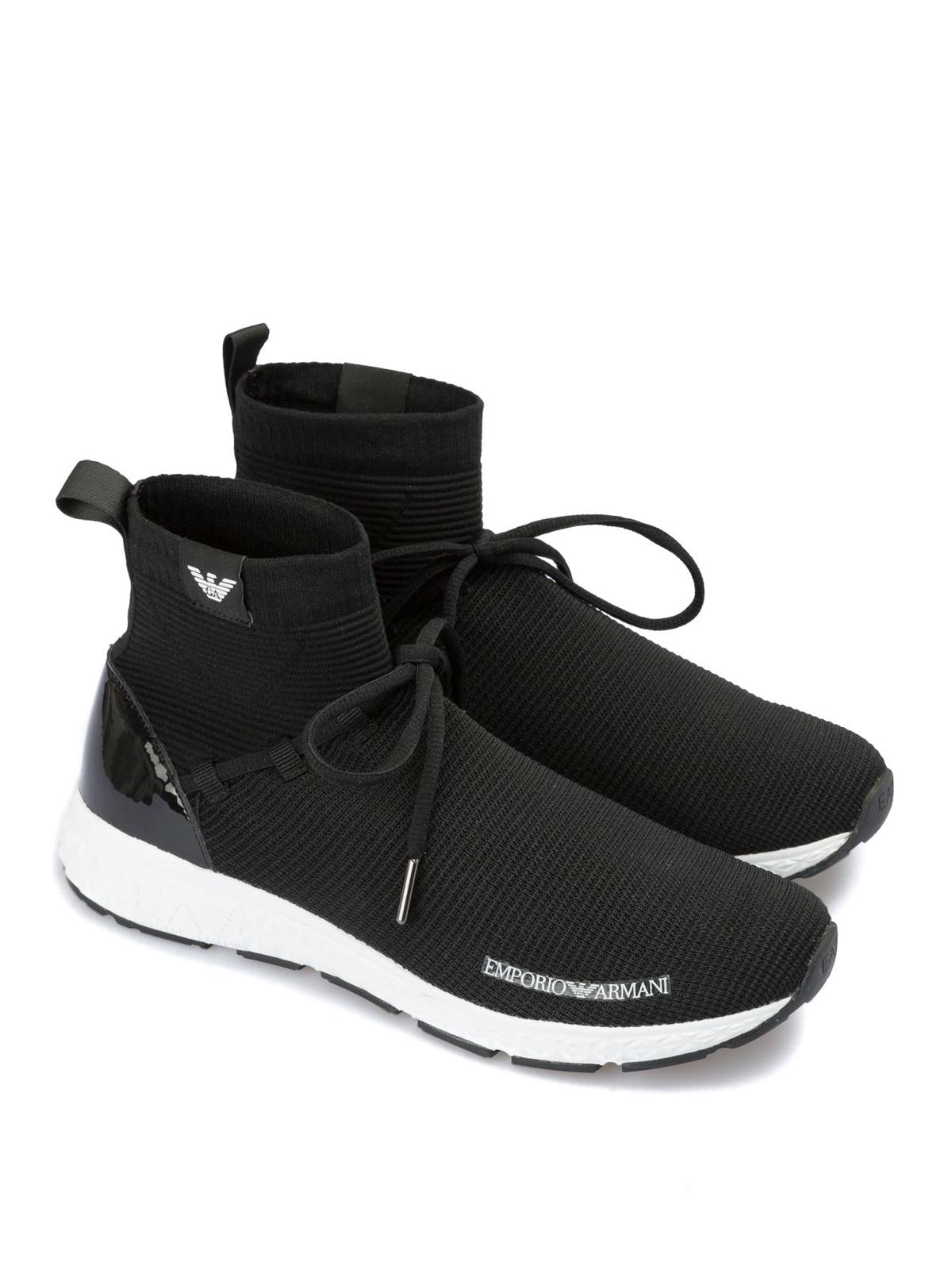 Emporio Armani Neoprene High-top Sock Sneakers in Black - Lyst