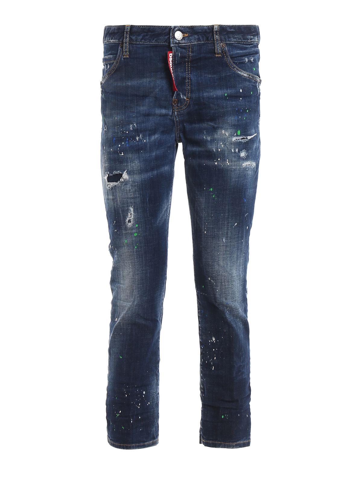 DSquared² Denim Cool Girl Paint Spotted Jeans in Dark Wash (Blue) for