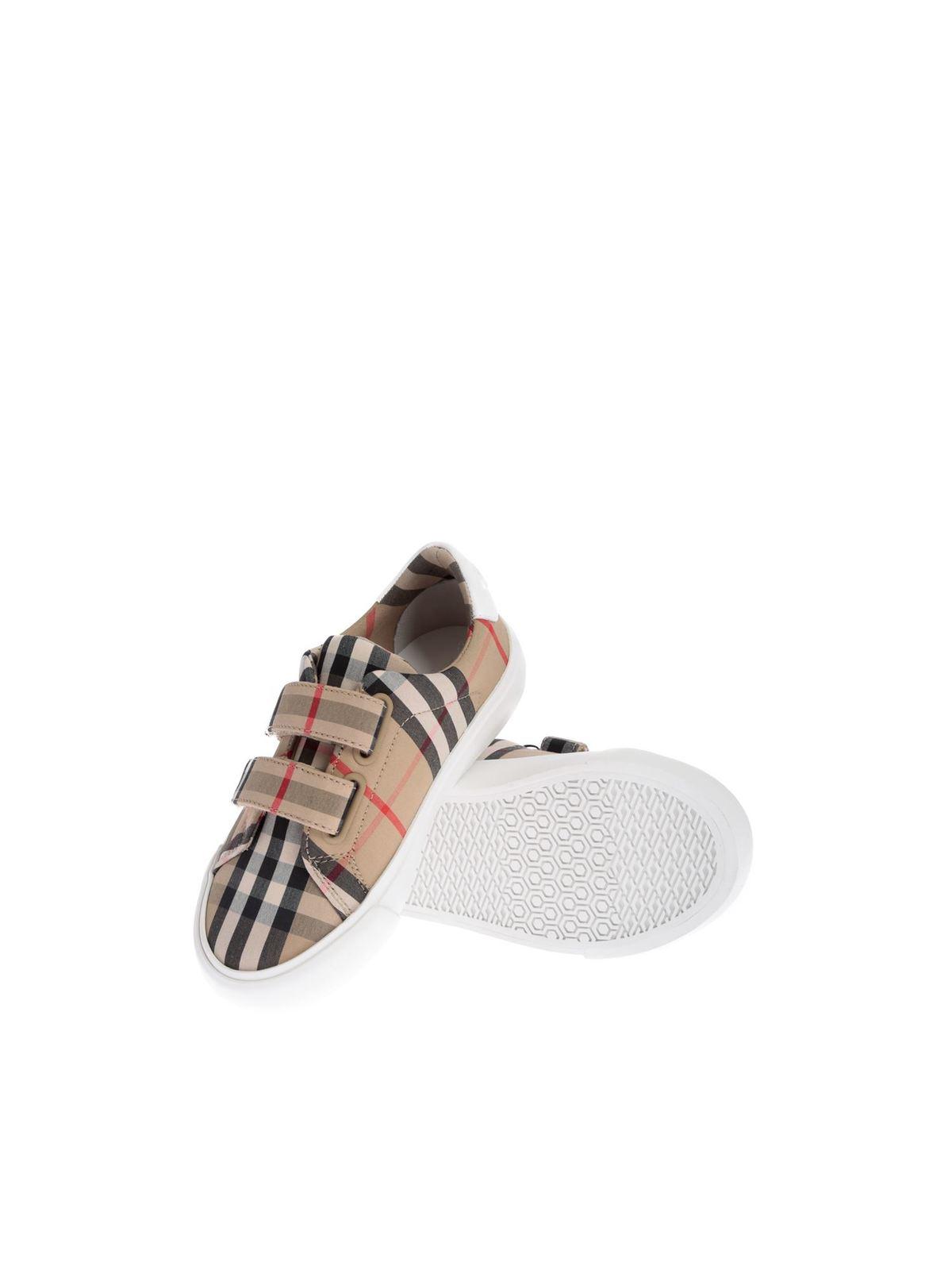 Burberry Cotton Mini Markham Vintage Check Motif Sneakers in Beige