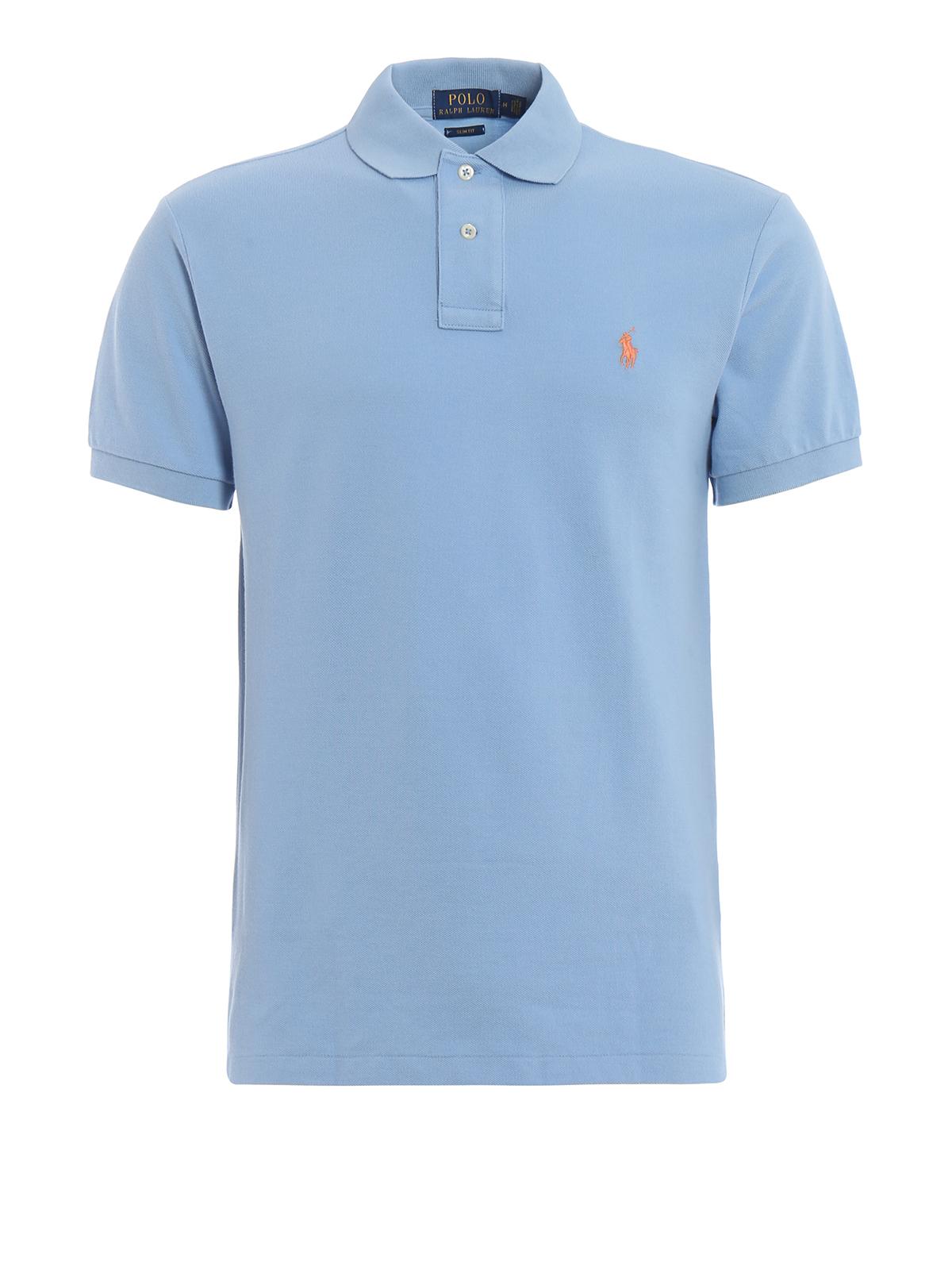 Polo Ralph Lauren Light Blue Pique Cotton Polo Shirt for Men - Lyst