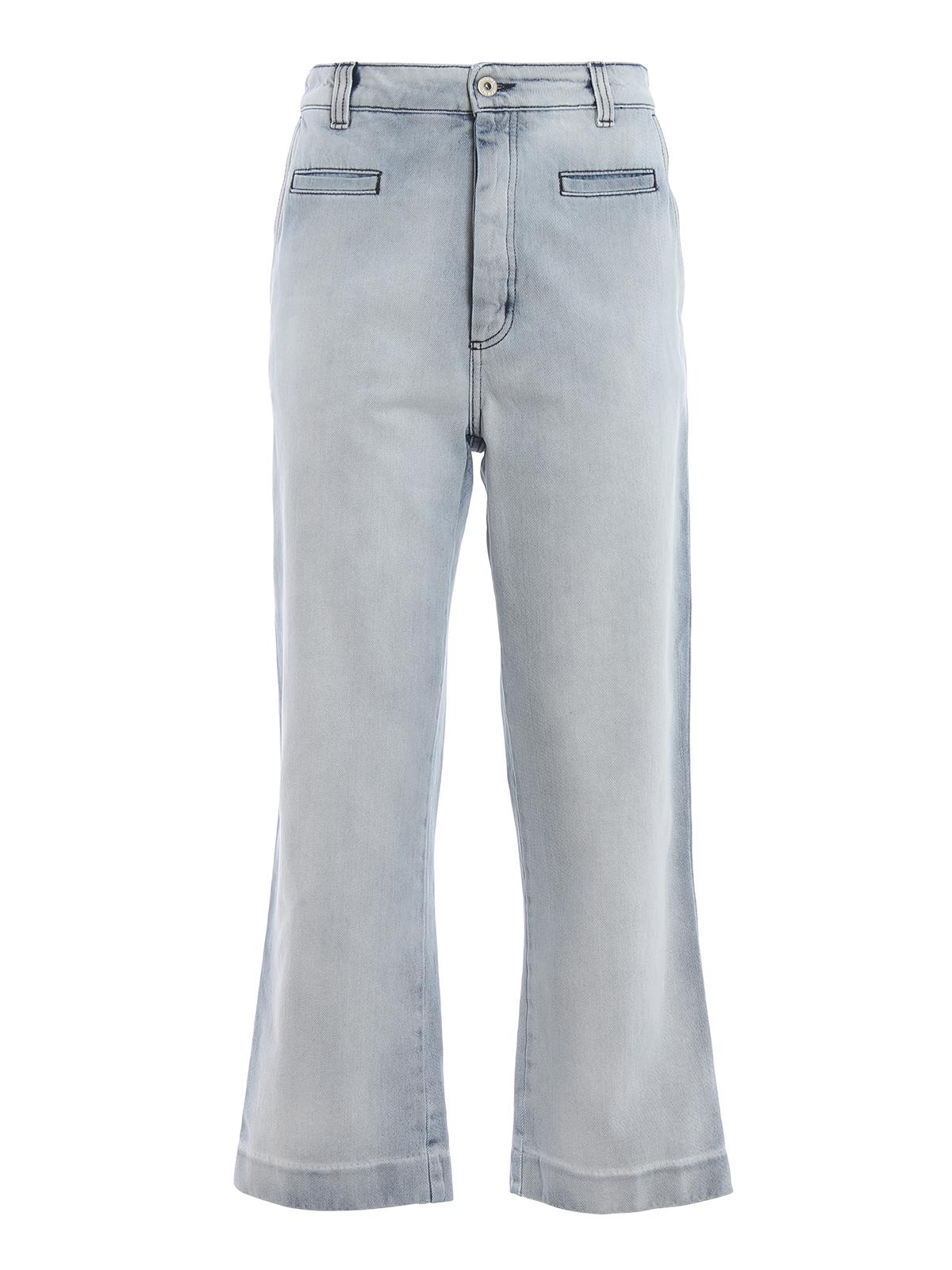 Loewe Denim Light Wash Wide Leg Cropped Jeans - Lyst