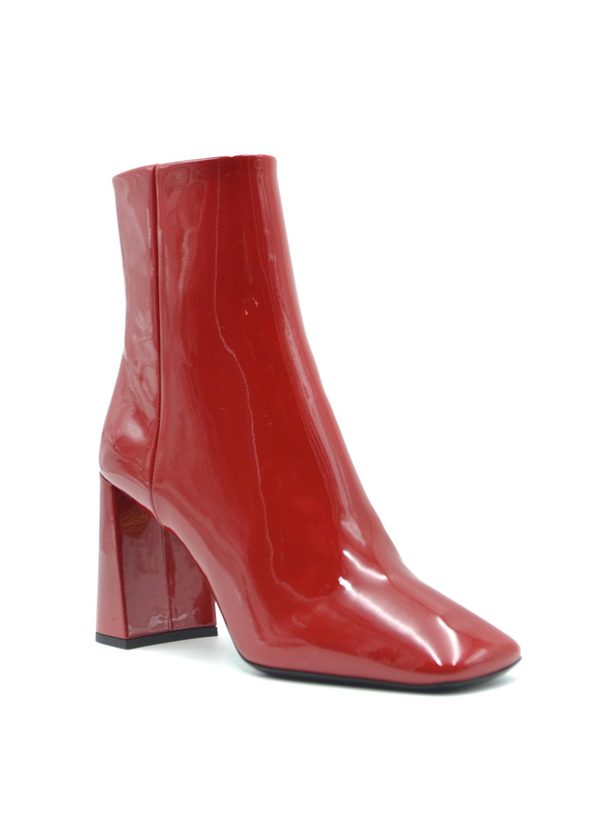 Prada Patent-leather Ankle Boot in Red - Lyst