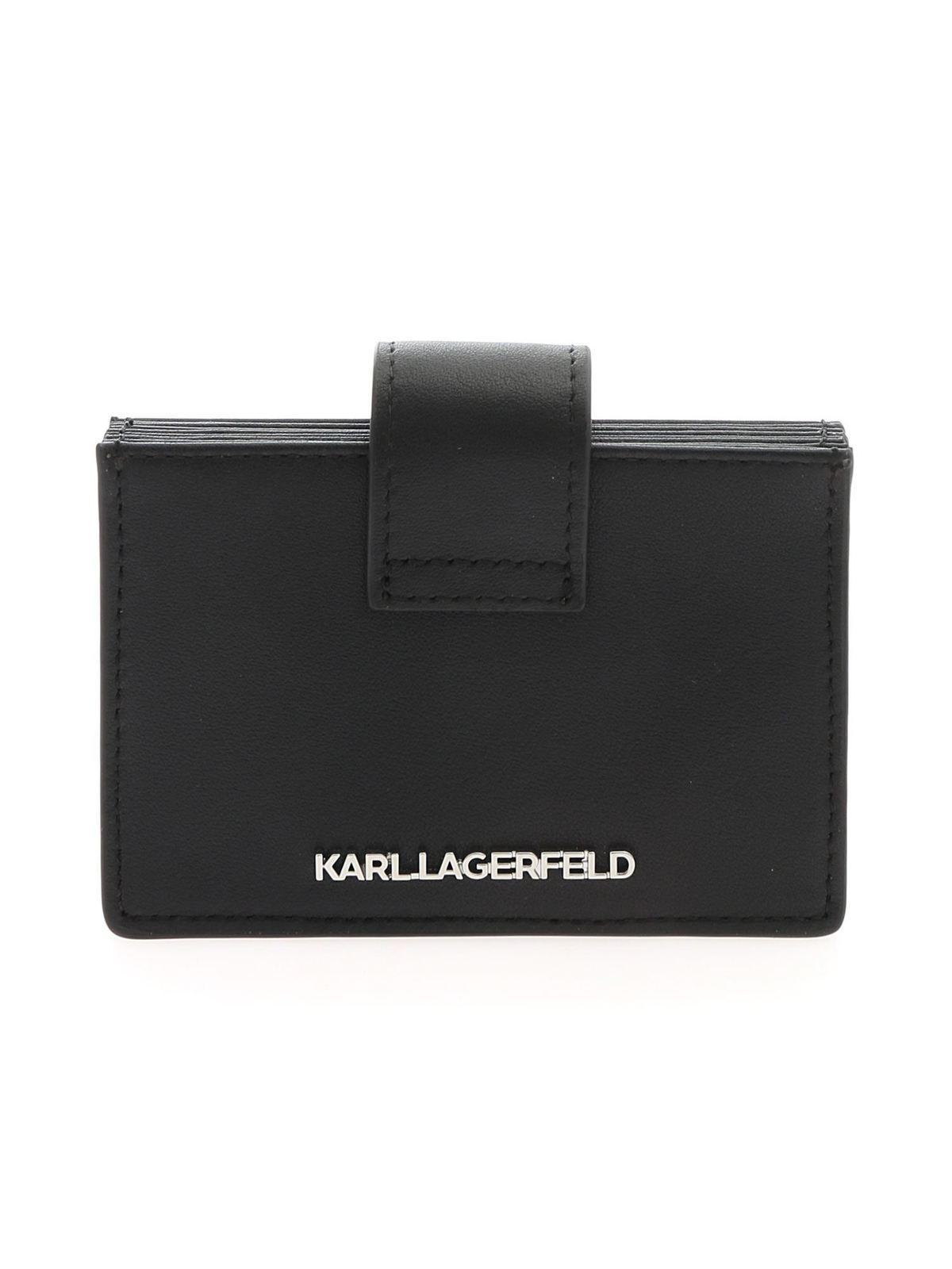 Karl Lagerfeld Leather Kikonik Card Holder in Black Lyst