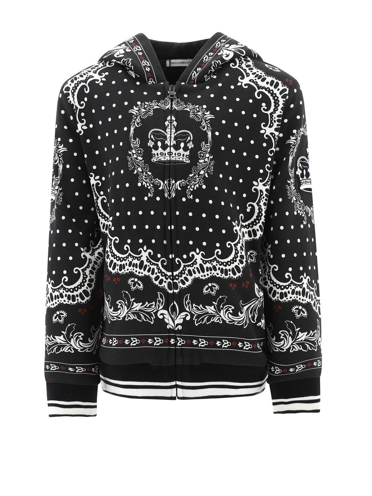 Dolce & Gabbana Bandana Print Cotton Hoodie in Black - Lyst