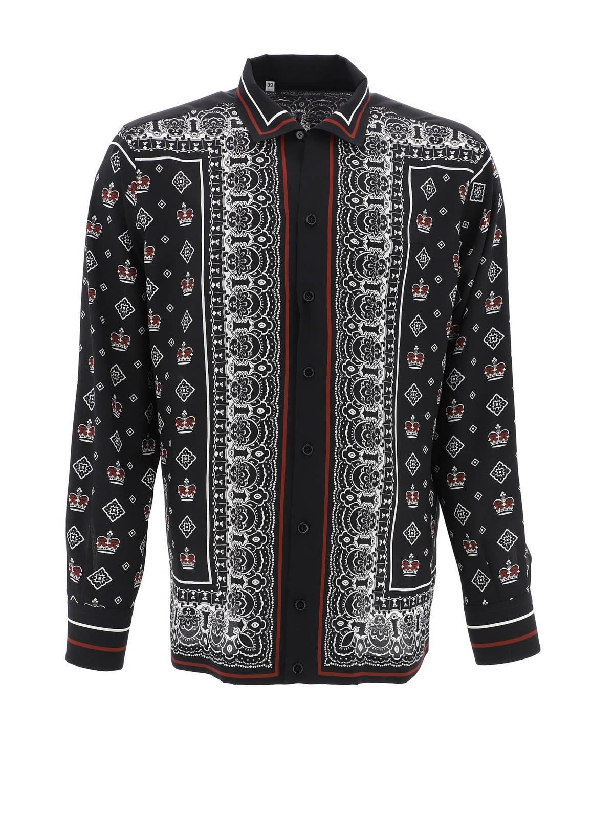 Dolce & Gabbana Bandana Print Silk Shirt in Black for Men - Lyst