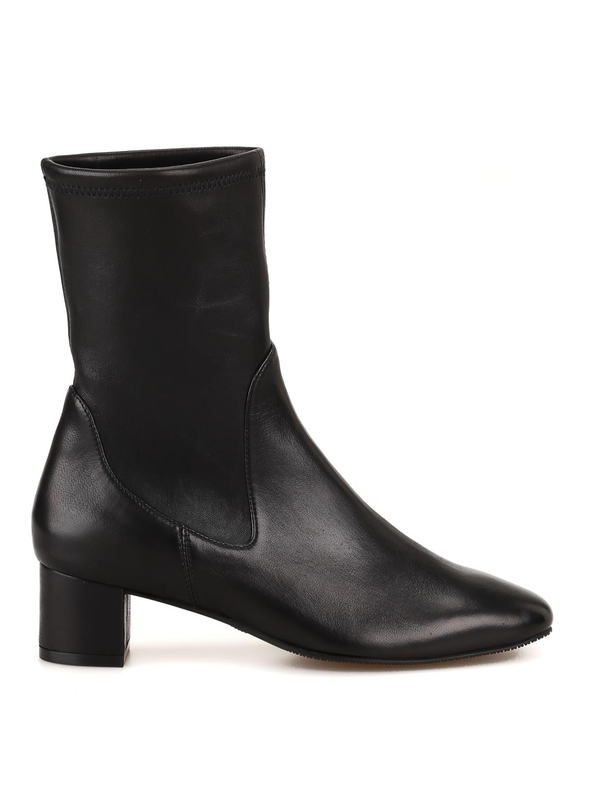 Stuart Weitzman Leather Ernestine Stretch Ankle Boots in Black - Lyst