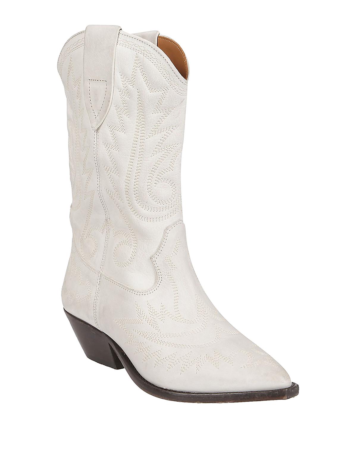 Duerto Texan Ankle Boots in White 