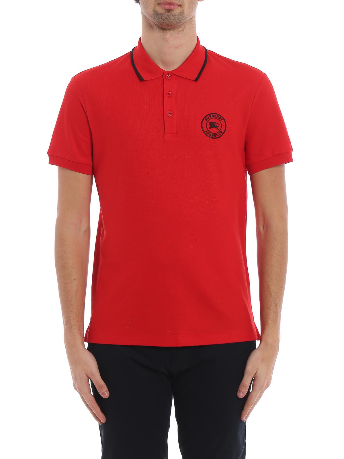 Burberry Cotton Moreton Red Polo Shirt for Men Lyst