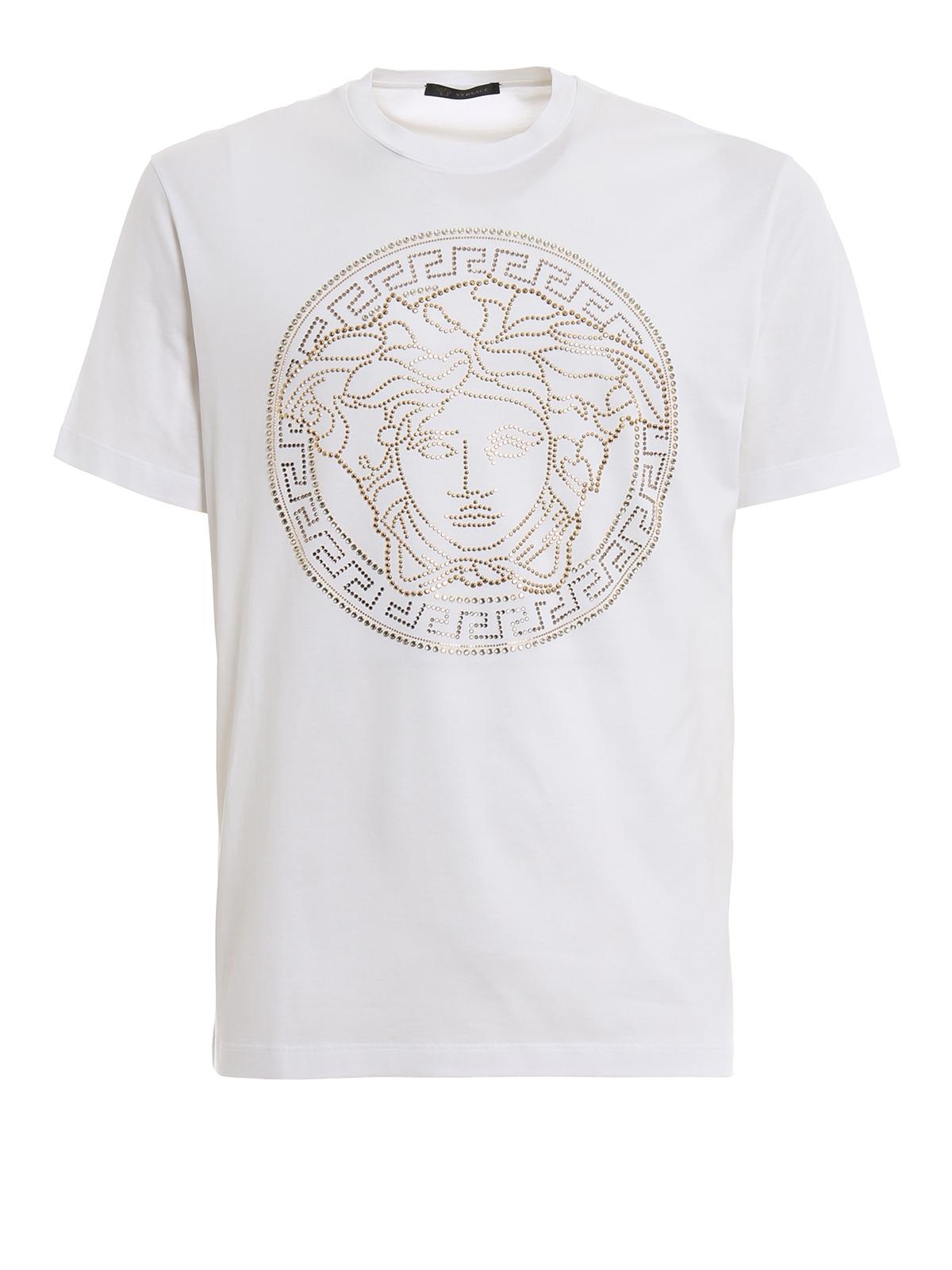 Versace Cotton Gold-tone Medusa Head White T-shirt for Men - Lyst