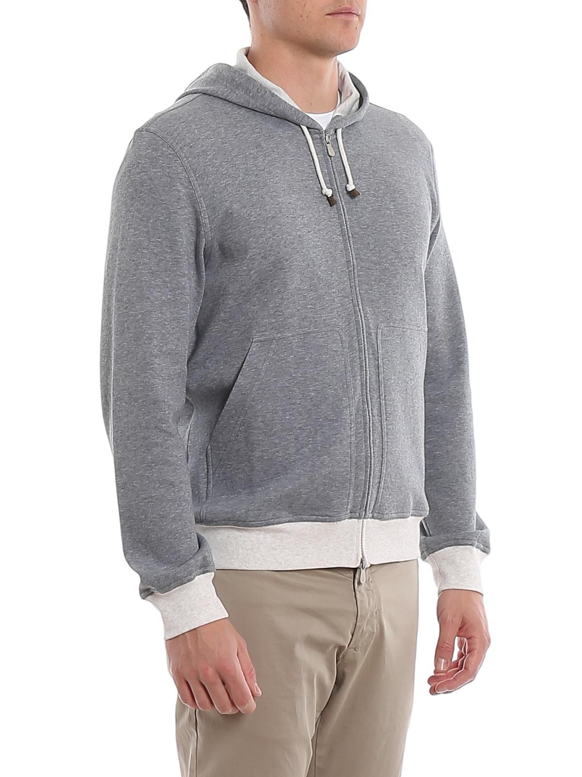 Brunello Cucinelli Cotton Blend Sweatshirt in Grey (Gray) for Men - Lyst