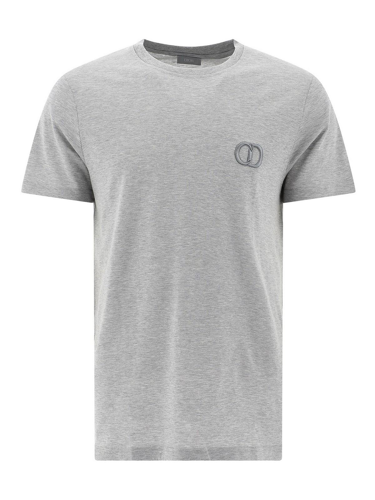 Dior Cd Icon Logo Embroidery T-shirt in Grey (Gray) for Men - Lyst