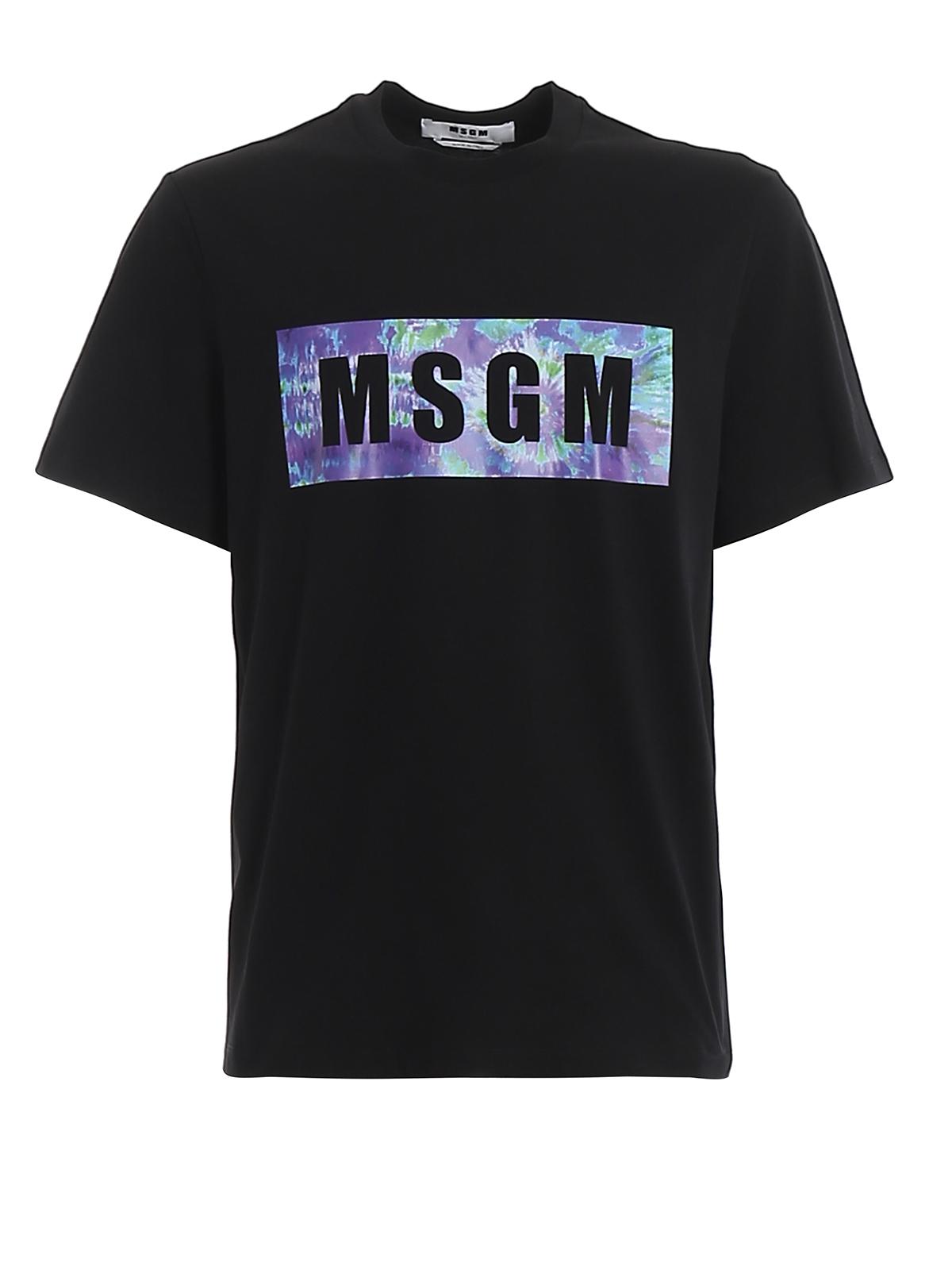 MSGM Logo Lettering T-shirt On Tye Day Background in Black for Men - Lyst