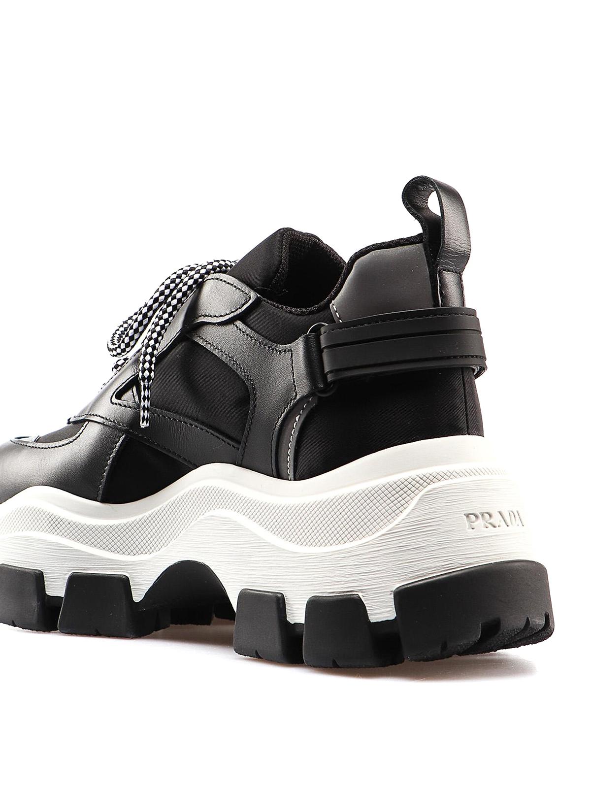 prada leather and nylon block trainers