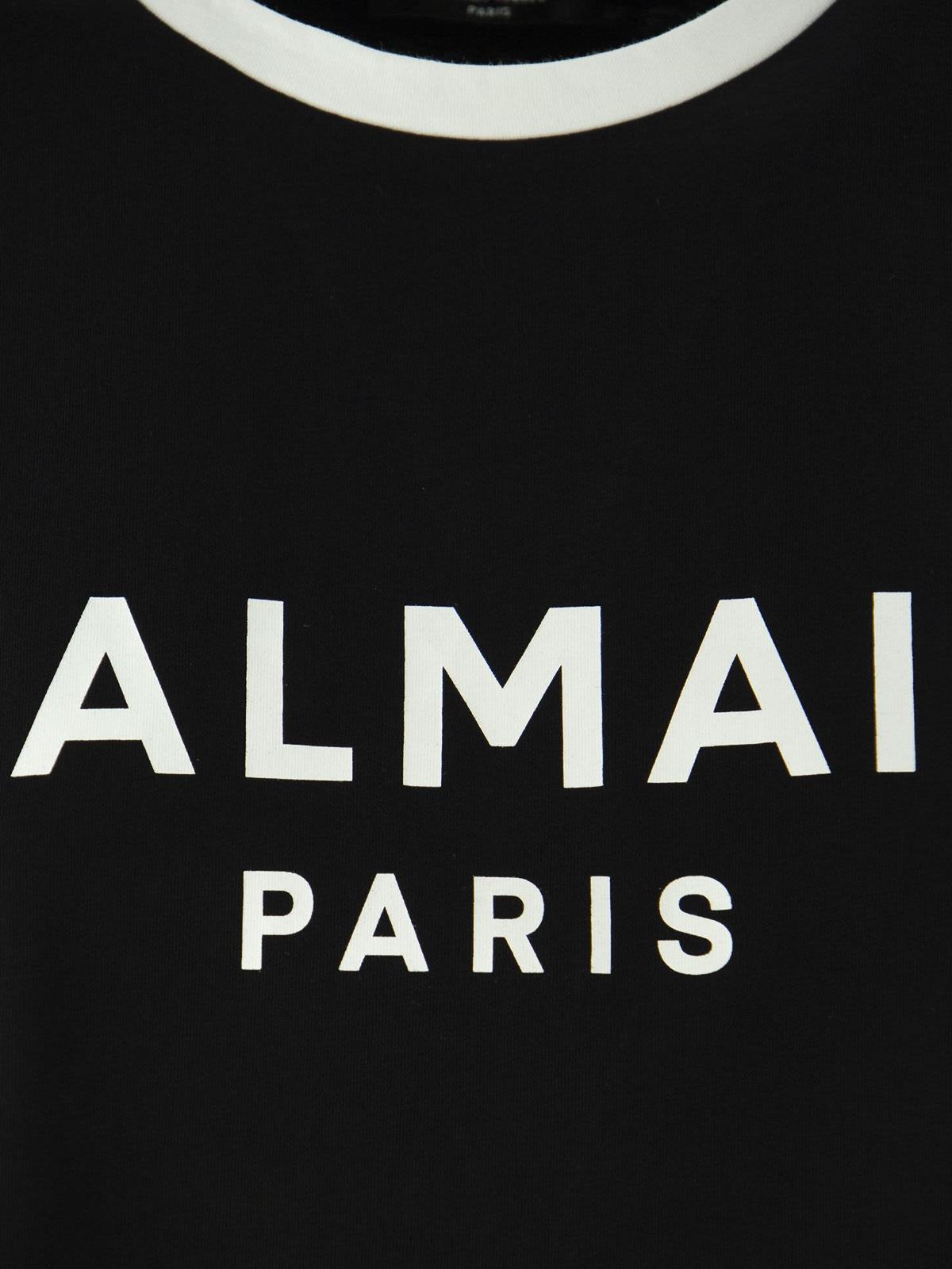 Balmain Cotton Logo Cropped T-shirt in Black - Lyst