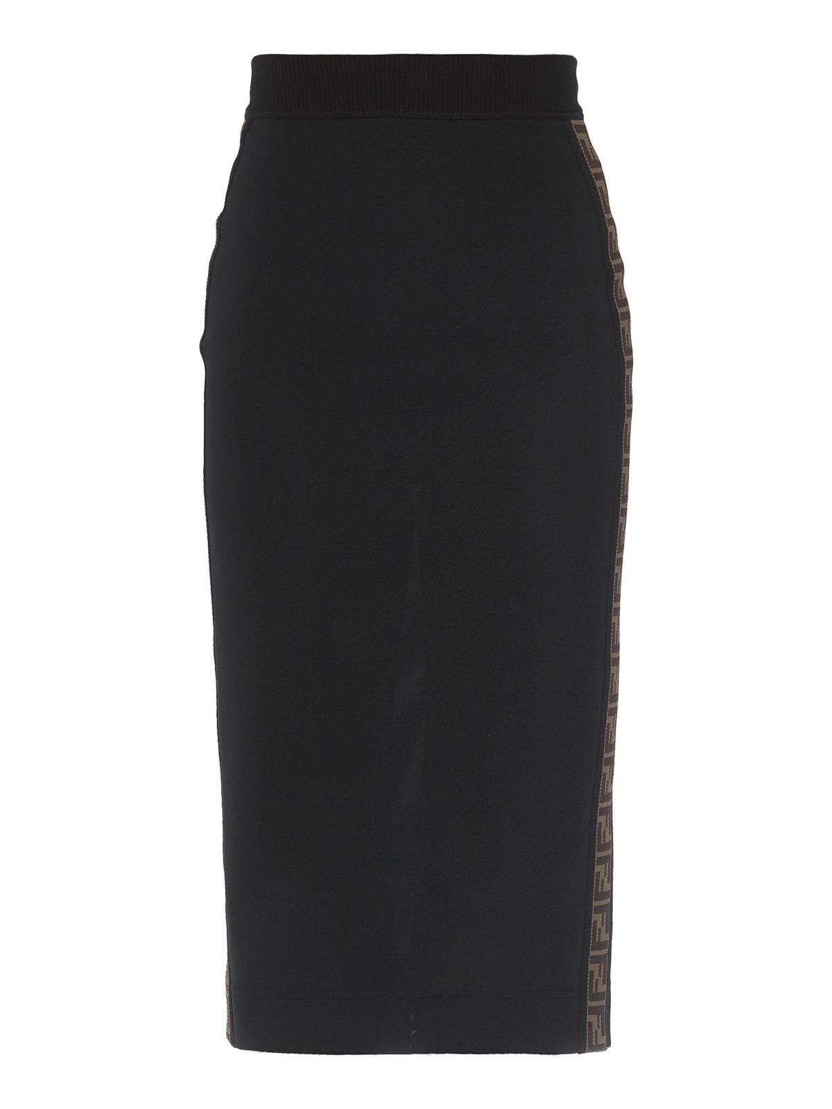 knee length black jersey skirt