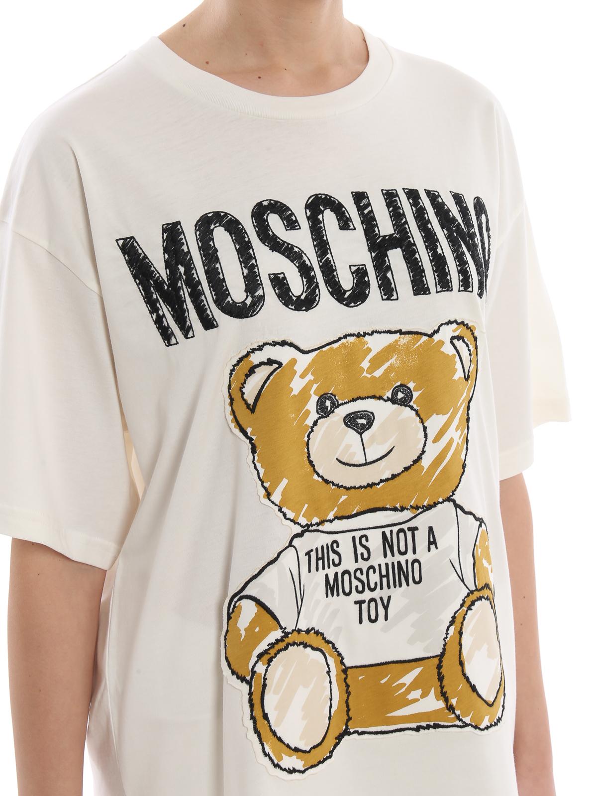Moschino Teddy Bear Patch White Cotton T-shirt - Lyst