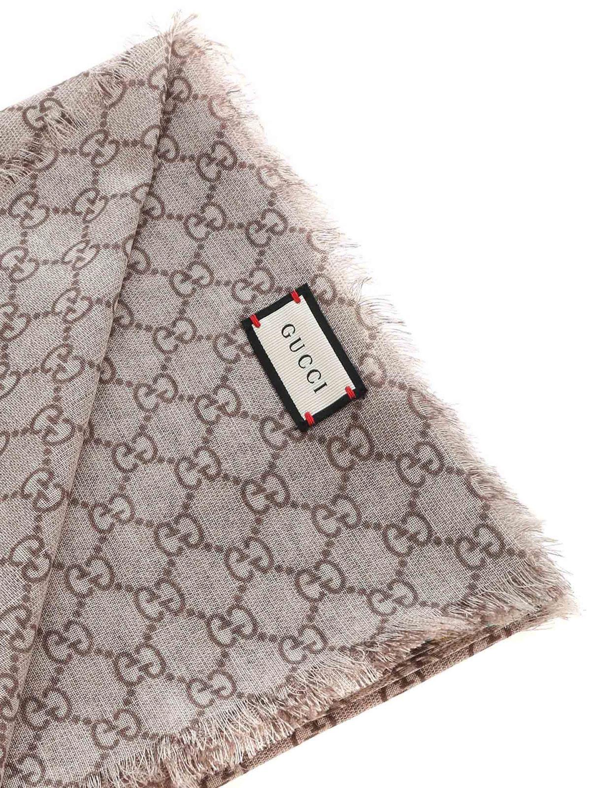 Gucci Wool Printed Beige Gg Scarf in Natural for Men - Lyst