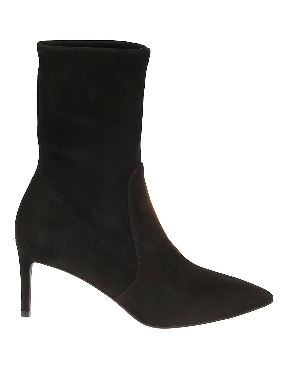 stuart weitzman black wren 75 suede heeled ankle boots