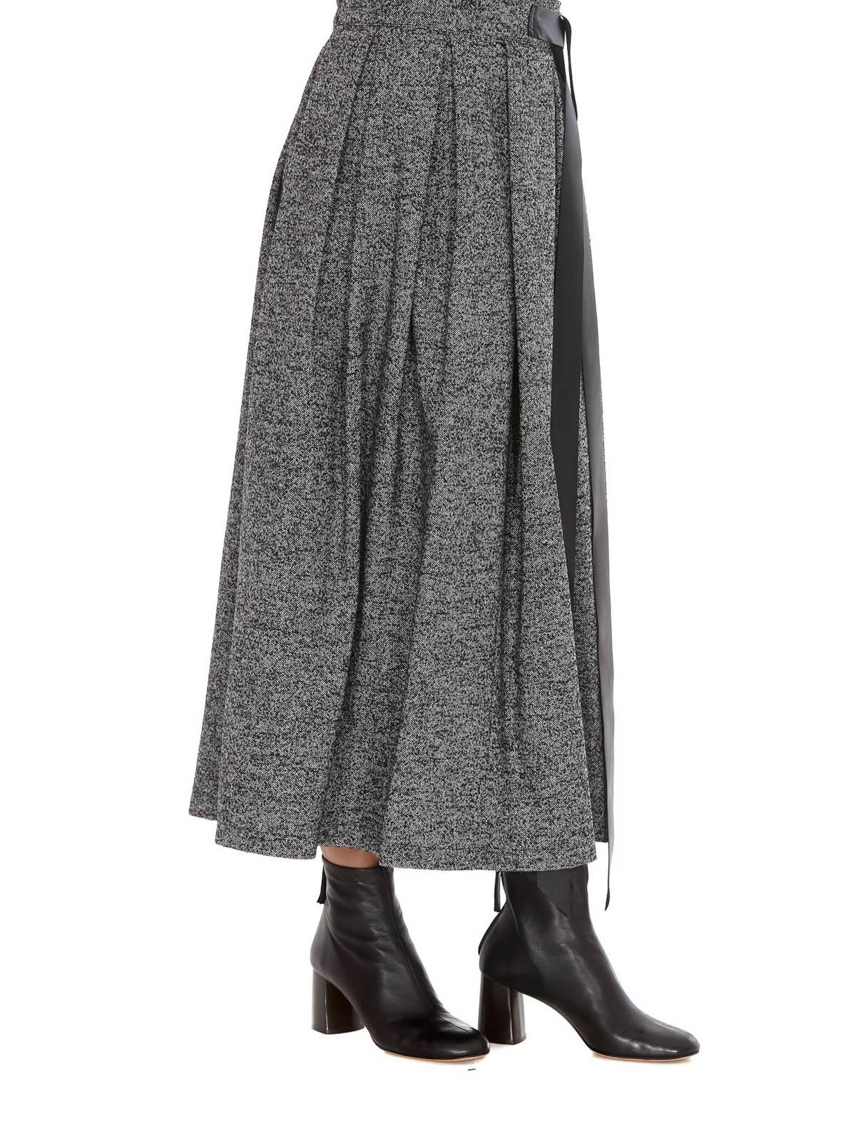 Department 5 Wool Blend Pleated Skirt in Grey (Gray) - Lyst