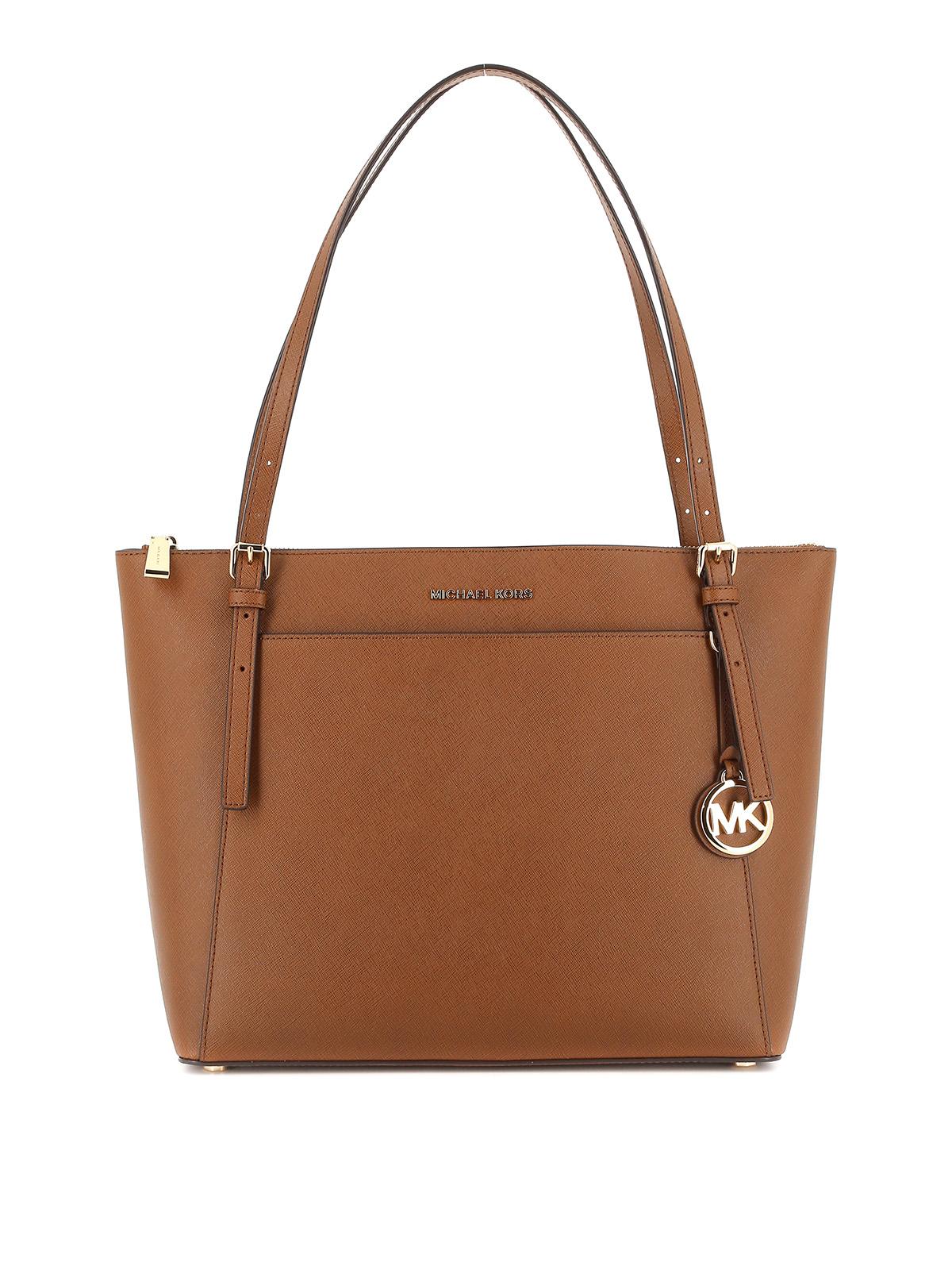 Michael Kors Voyager Large Saffiano Leather Top-zip Tote Bag in Brown ...