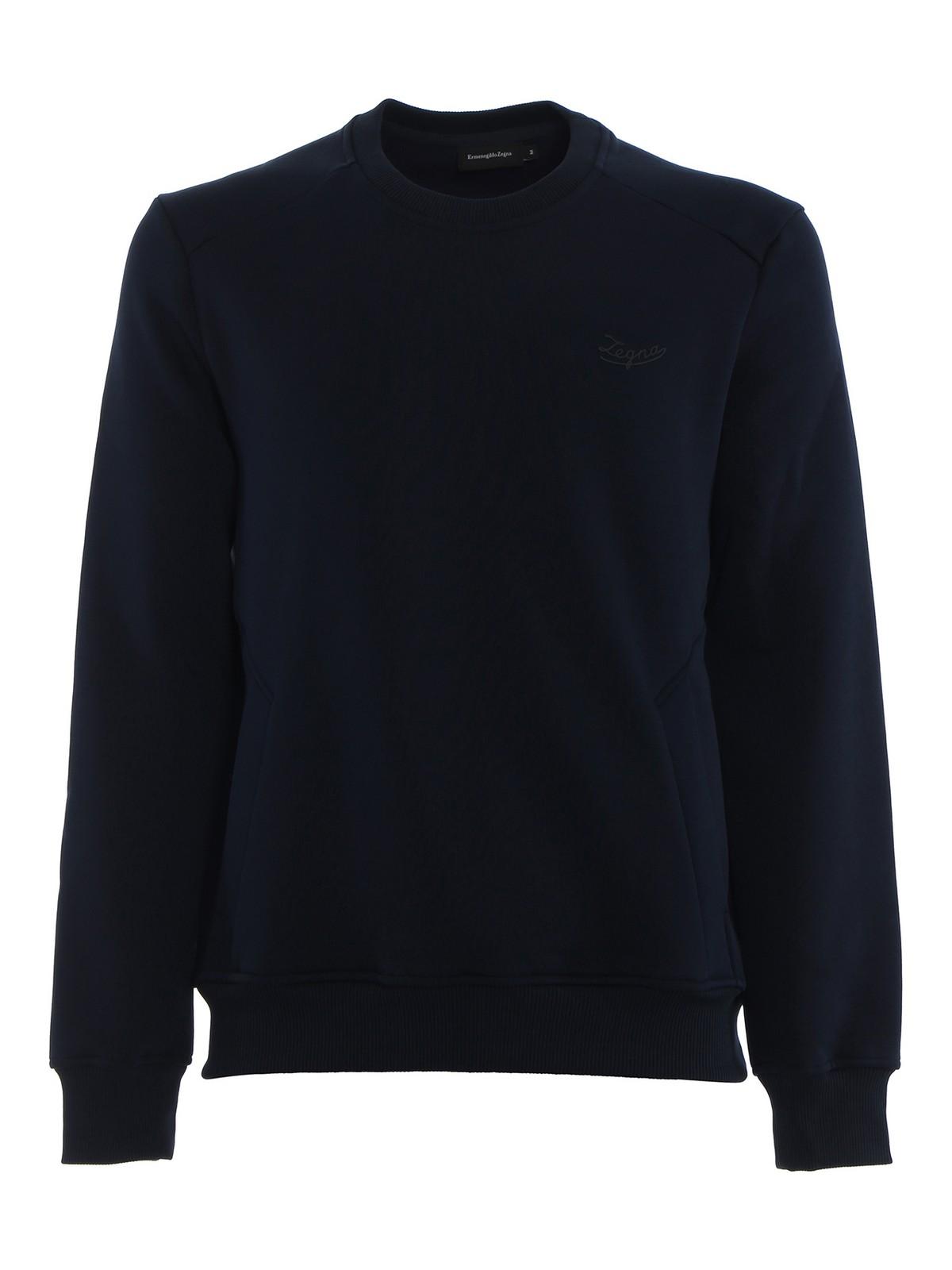 Ermenegildo Zegna Cotton Logo Embroidery Sweatshirt in Dark Blue (Blue ...