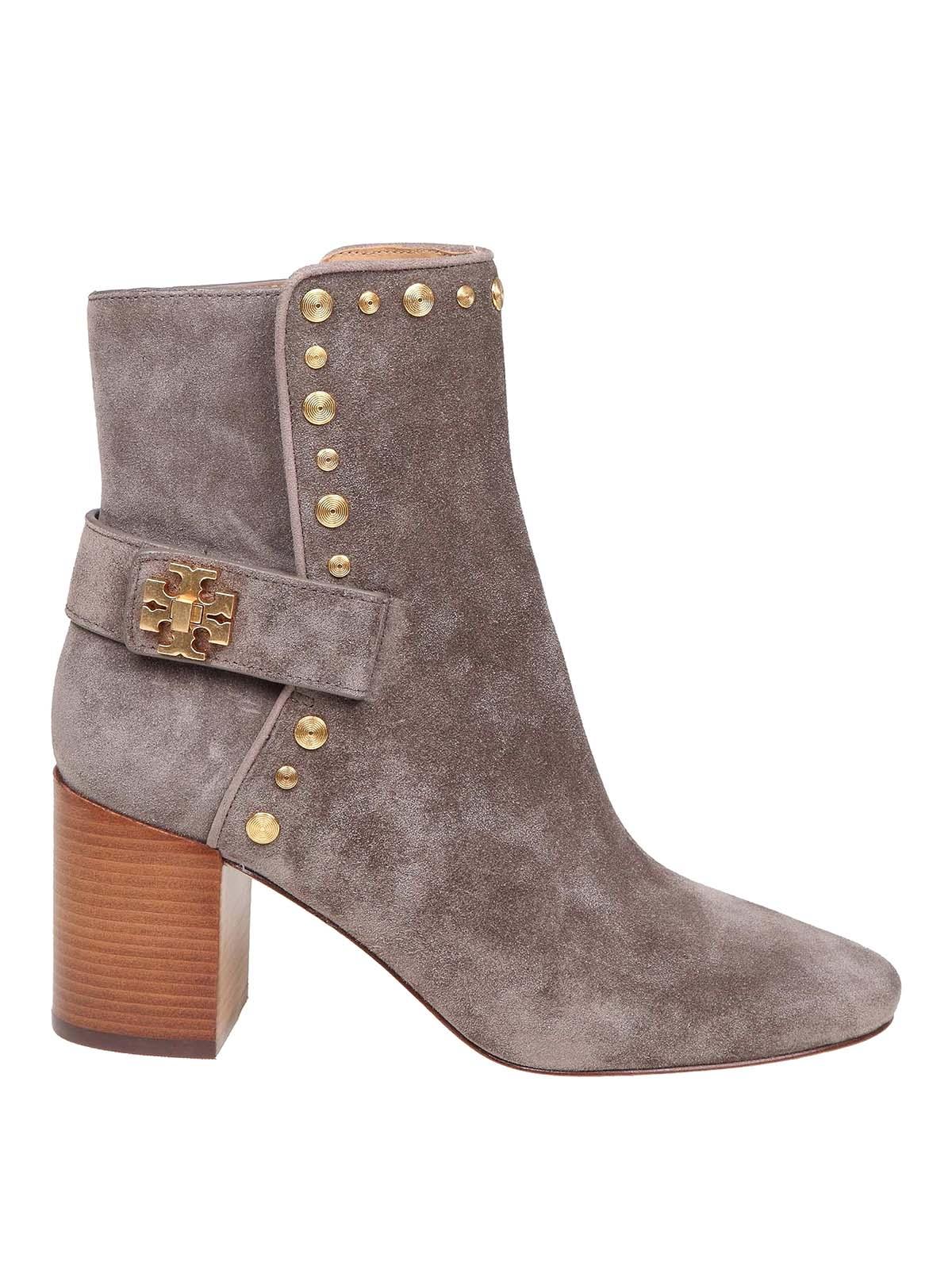 Tory Burch Kira Studded Suede Ankle Boots in Taupe (Brown) - Lyst