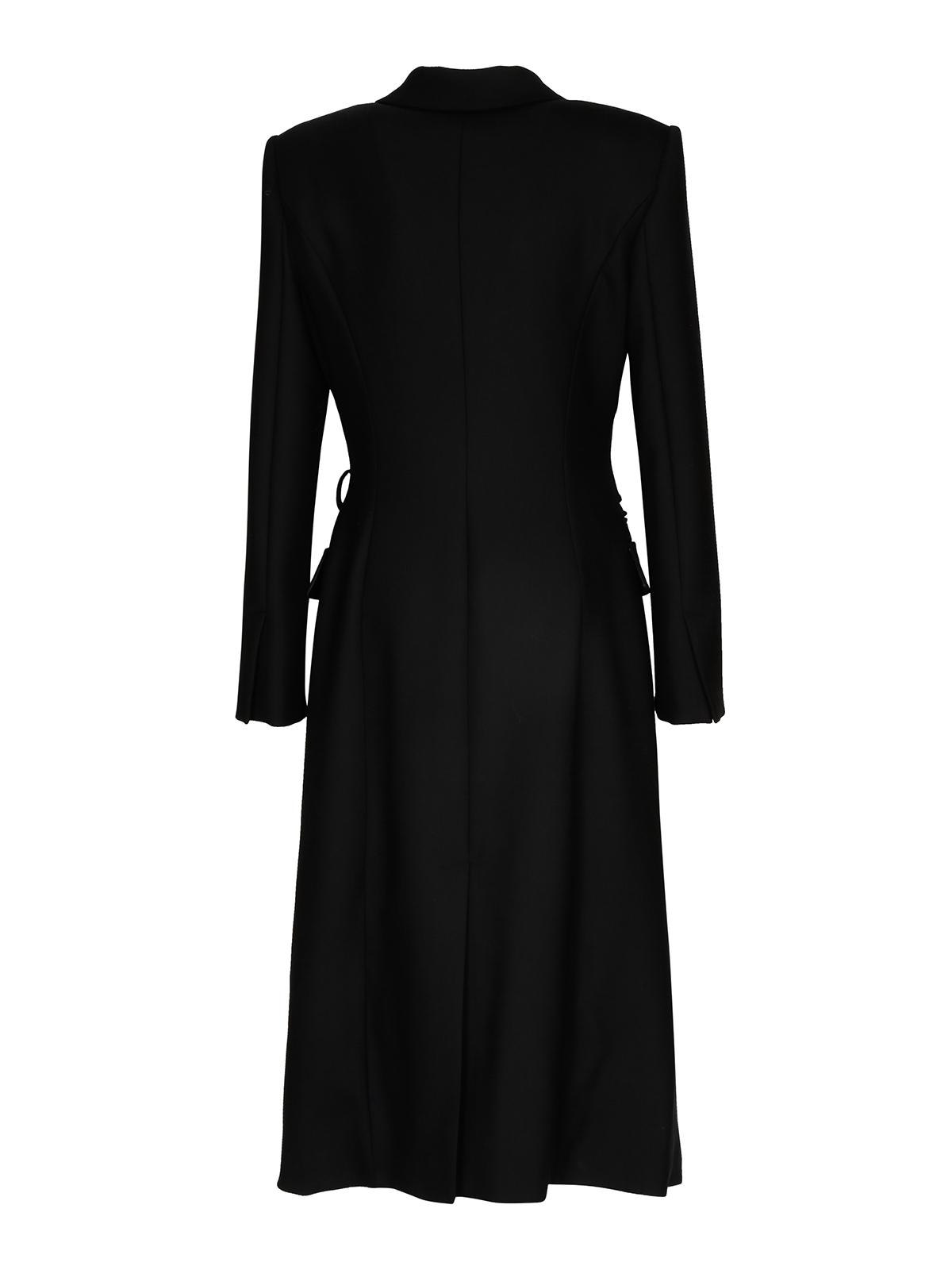 Elisabetta Franchi Wool Blend Double Breasted Coat in Black - Lyst