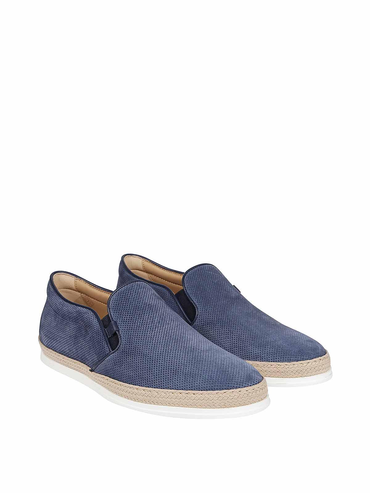Tod's Suede Slippers in Blue for Men - Lyst