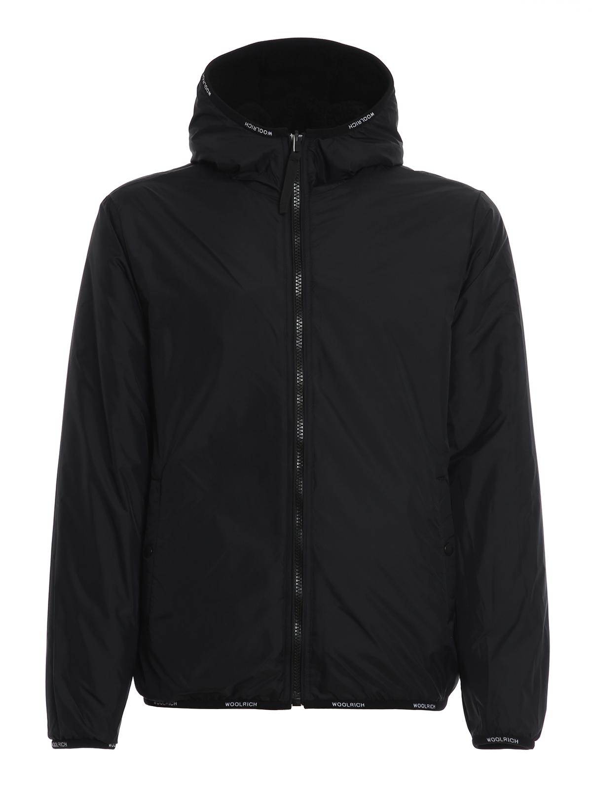 Woolrich Reversible Hooded Jacket in Black for Men - Lyst
