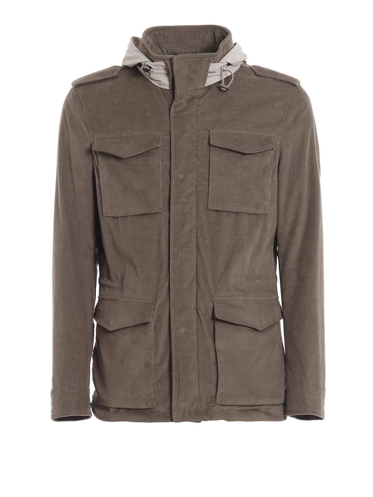 Herno Taupe Corduroy Field Jacket in Brown for Men - Lyst