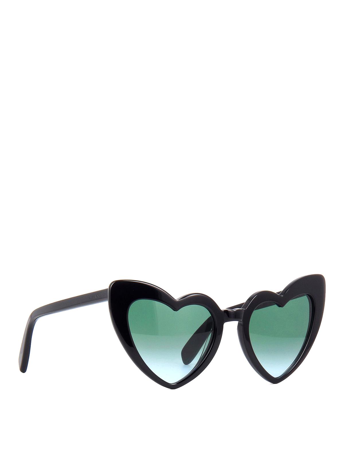Saint Laurent Loulou Heart Shaped Sunglasses in Black Lyst
