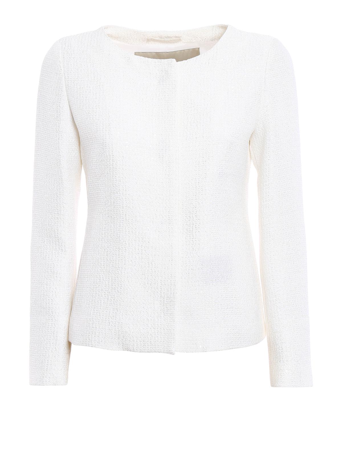 Herno Bright Sequin Tweed Jacket in White - Lyst