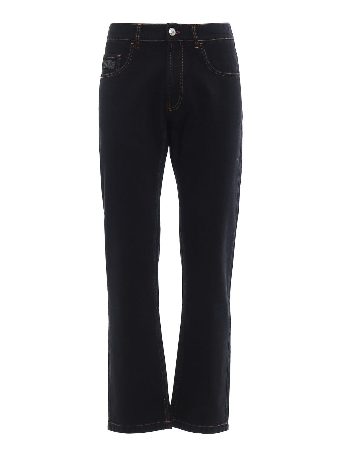 Gcds Denim Rubberized Patch Black Jeans for Men Lyst