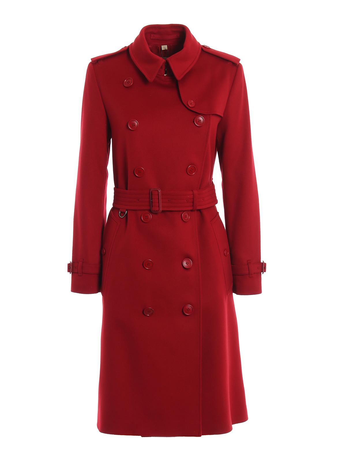Burberry Kensington Red Cashmere Trench Coat - Lyst