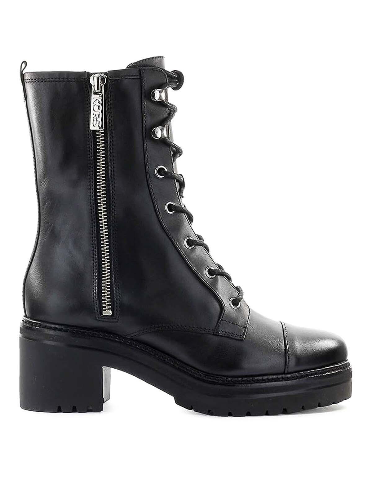 Michael Kors Anaka Black Leather Combat Boot - Save 44% - Lyst