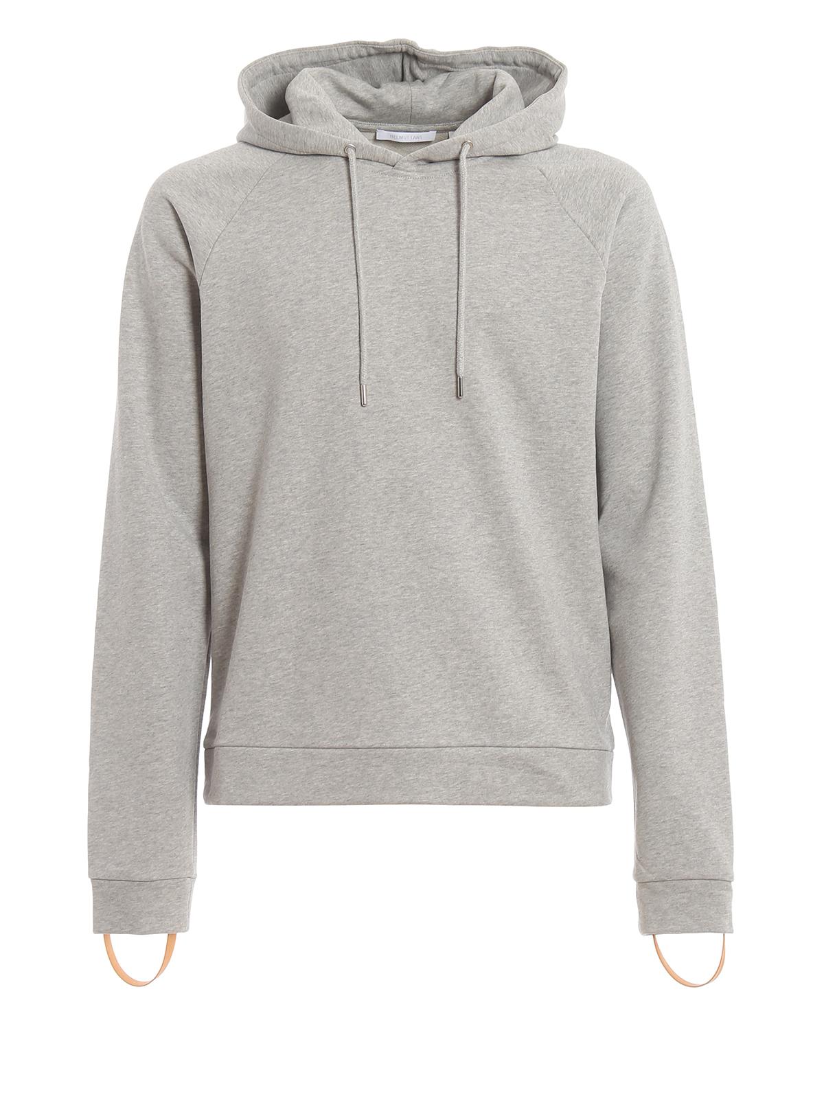 Download Helmut Lang Hoodie With Rubber Cuff Straps in Grey (Gray ...