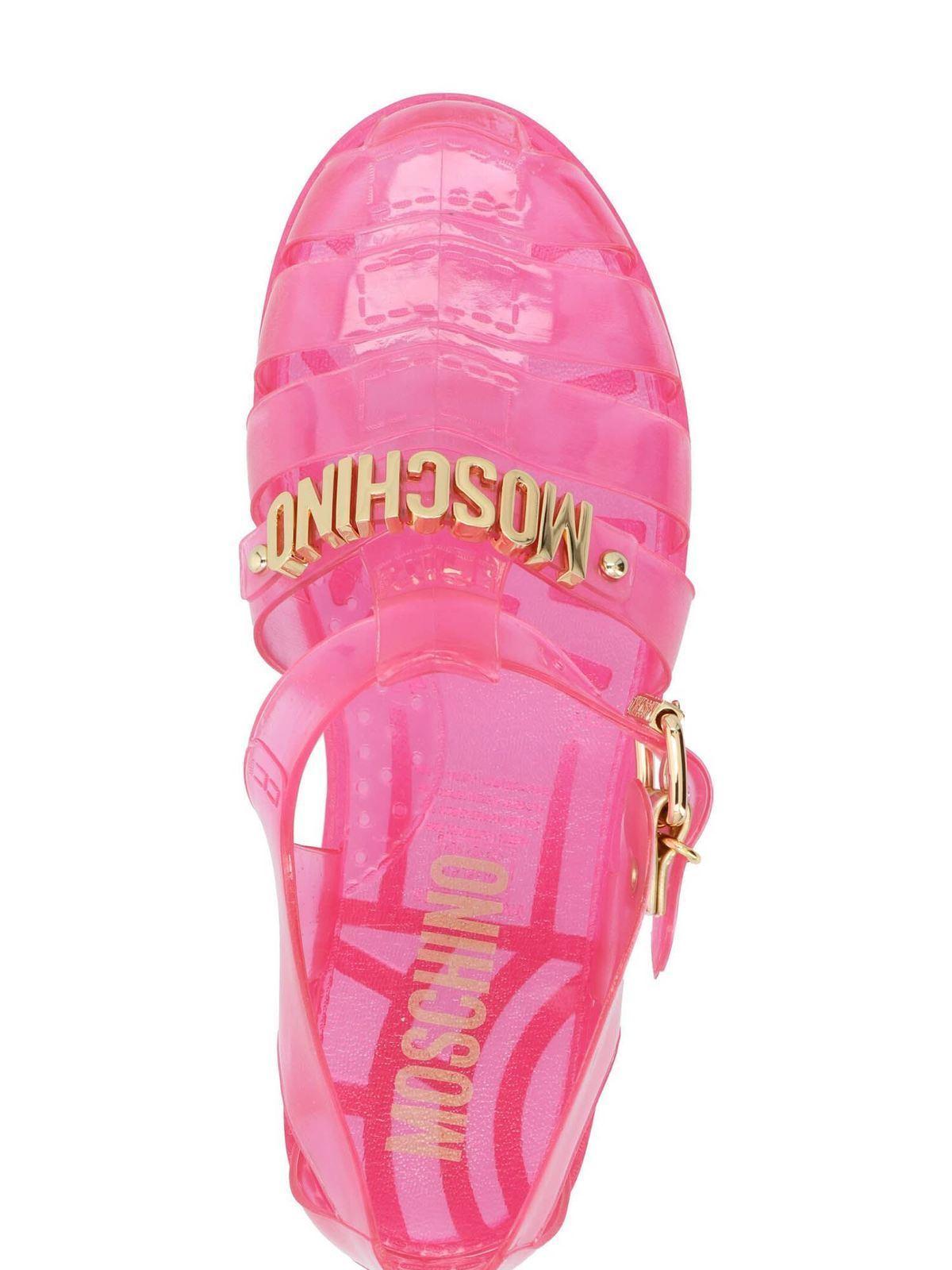 moschino jelly sandals with lettering logo