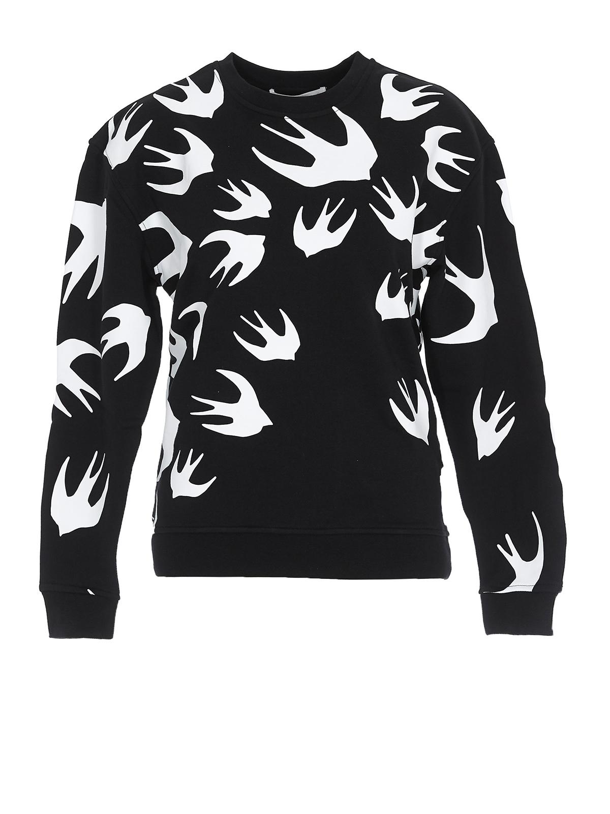 McQ Cotton Signature Swallow Print Sweatshirt in Black - Lyst