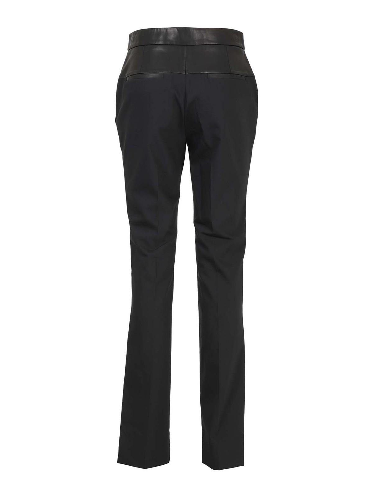 Helmut Lang Wool And Leather Blend Pants in Black - Lyst