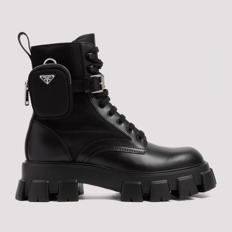 prada block heel combat boot