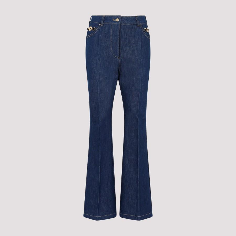 Patou Logo-embroidered Kick-flare Jeans in Blue | Lyst
