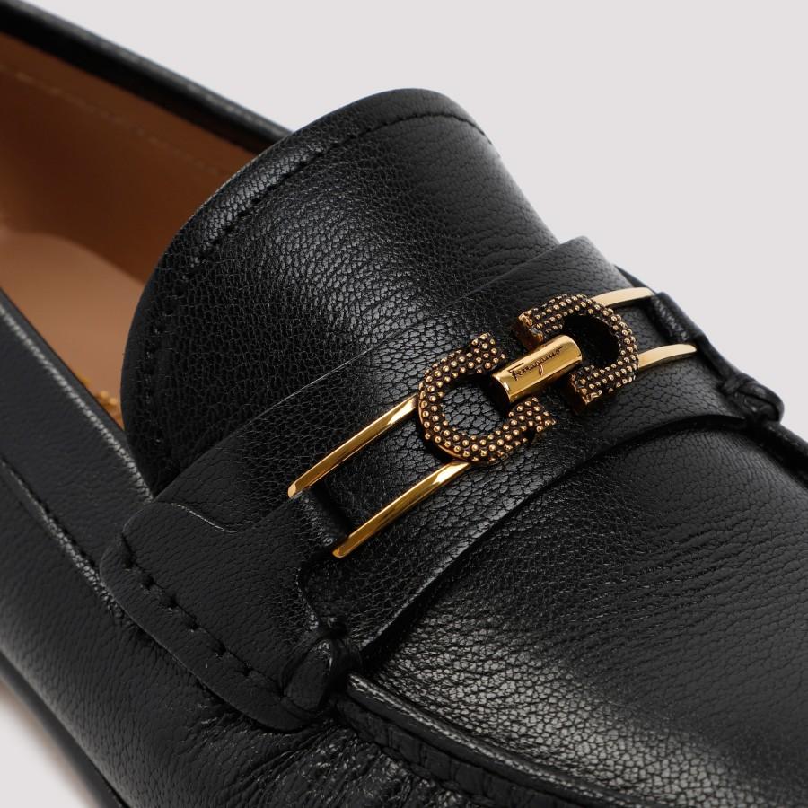 Men's Black Leather Slip on Gold Buckle Dress Shoes -  Sweden